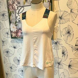 NIKE XS White Sleeveless Top with Patterned Straps